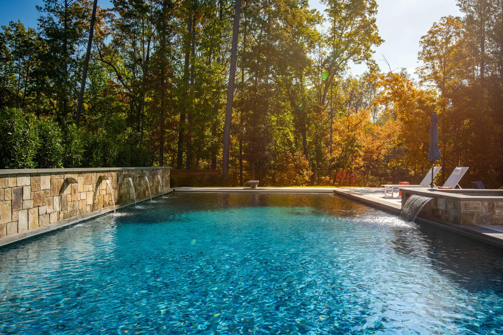 autumn view from pool