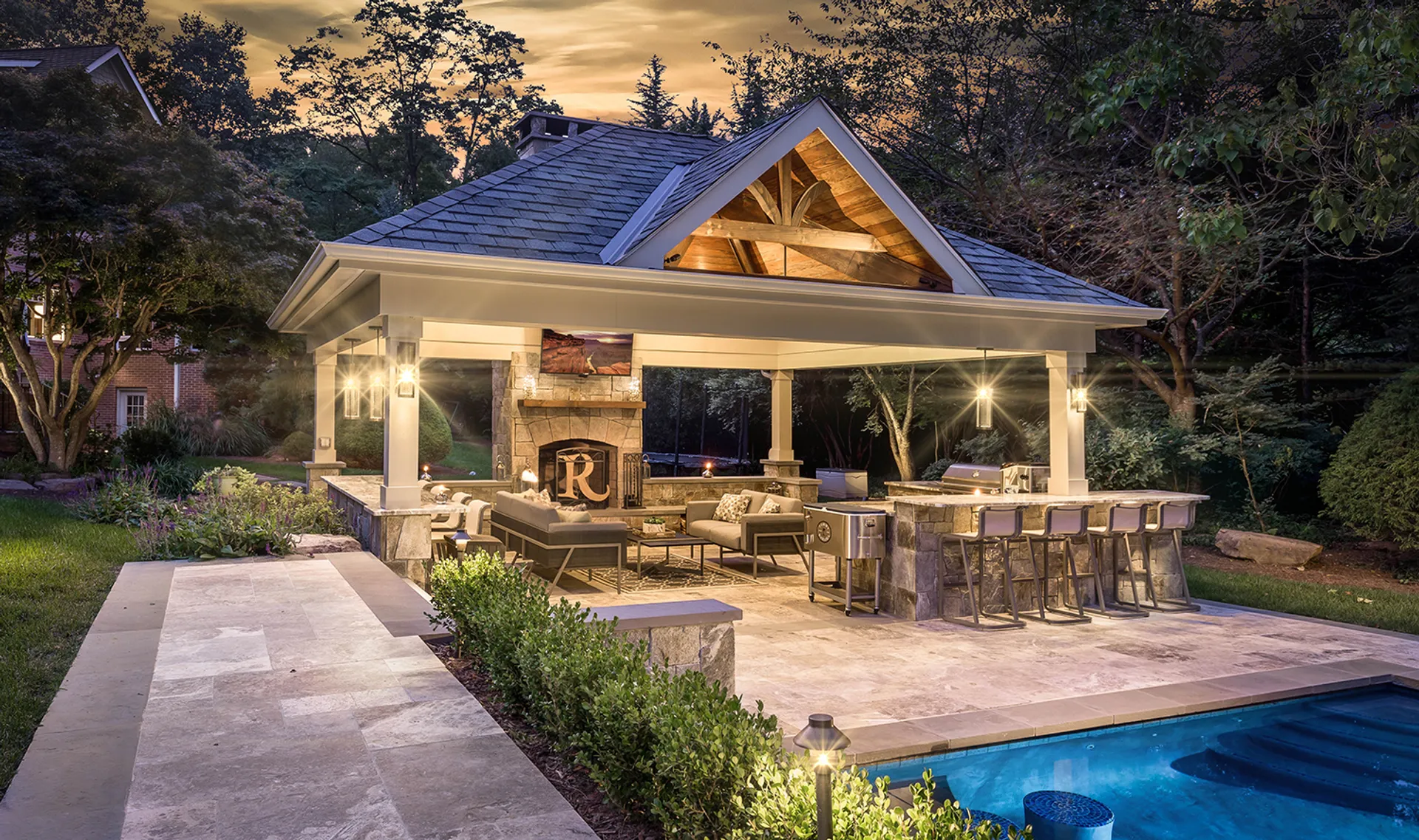 custom pool house and pavillion project in Oakton, VA